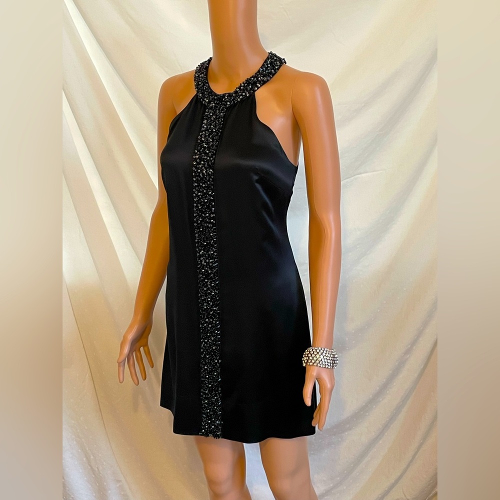 BCBGMAXAZRIA BLACK SILK DRESS SHORT & SLEEVELESS SZ 4🌟🌟EUC🌟GORGEOUS🌟🌟🛍️🛍️